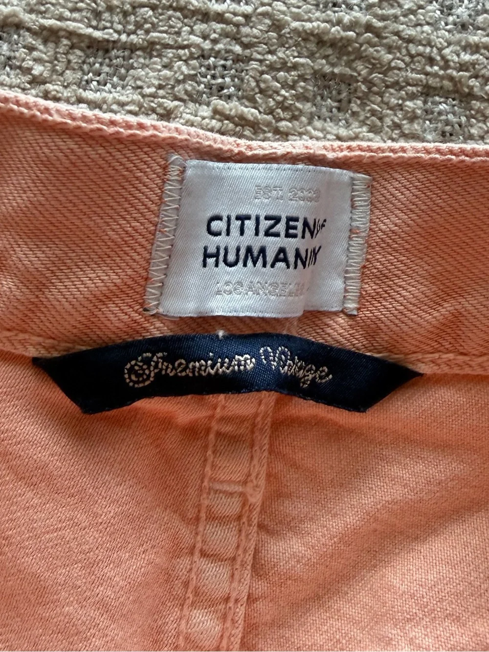Citizens of humanity now Palma straight clean hem cropped peach color jeans